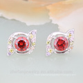 pink cubic zircon brass stud earrings for girl